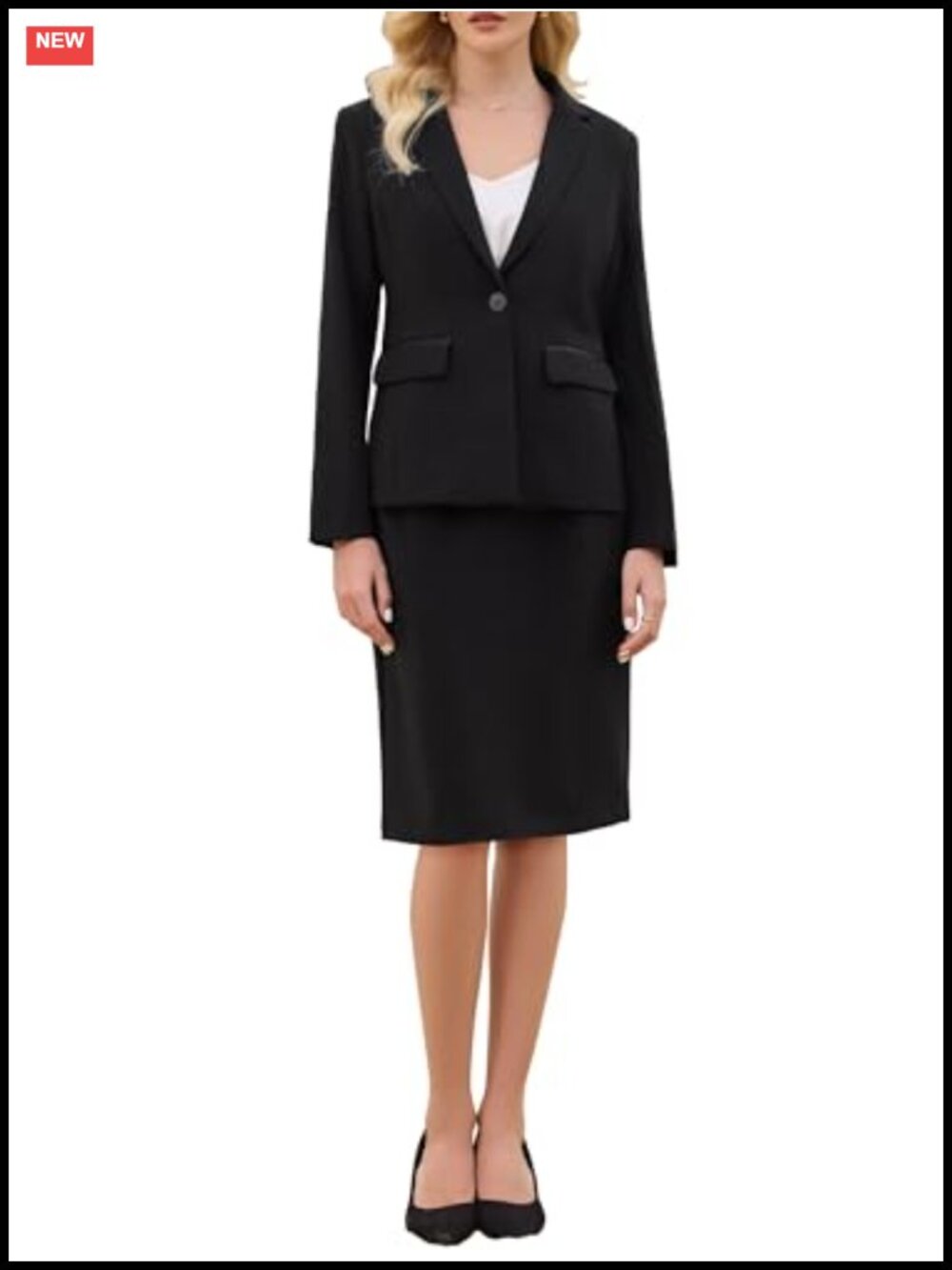 Women's 2 Piece Skirt Suit Set Notched Lapel Work Blazer Pencil Skirt